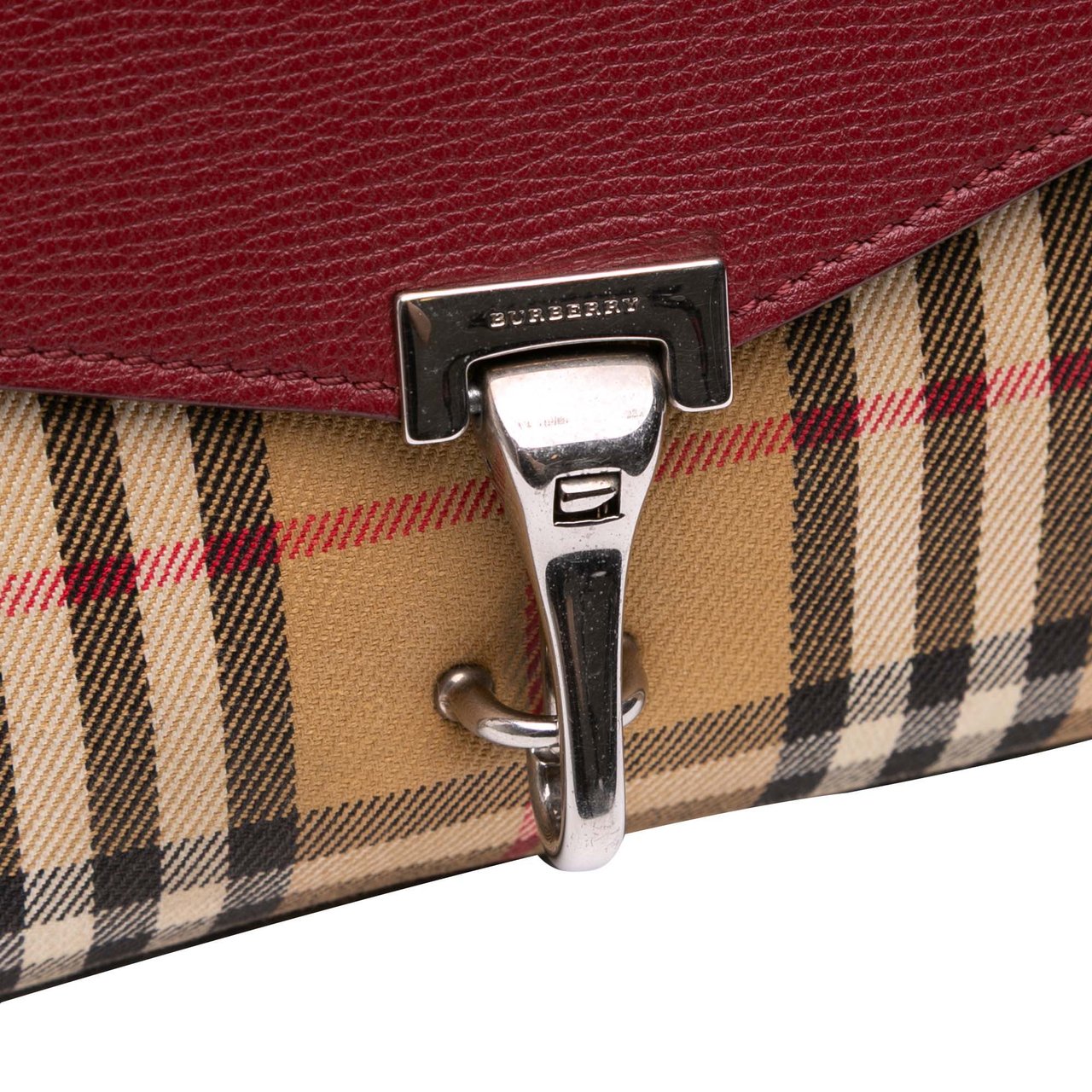 Burberry Small Leather and House Check Canvas Derby Macken Crossbody Rood