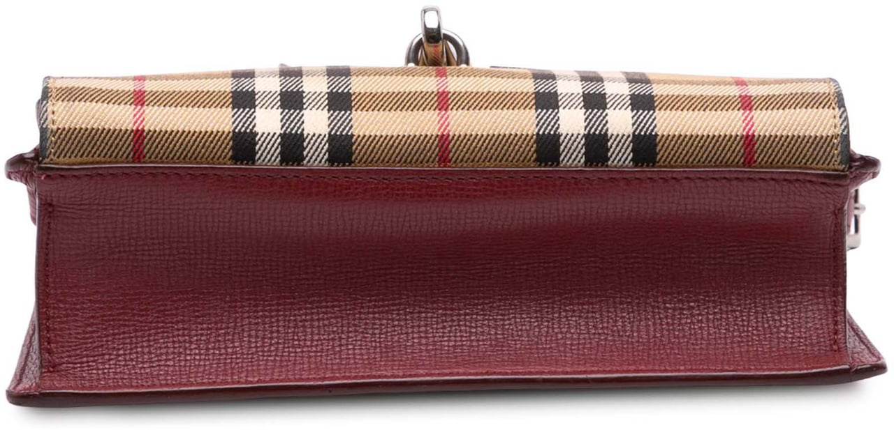 Burberry Small Leather and House Check Canvas Derby Macken Crossbody Rood