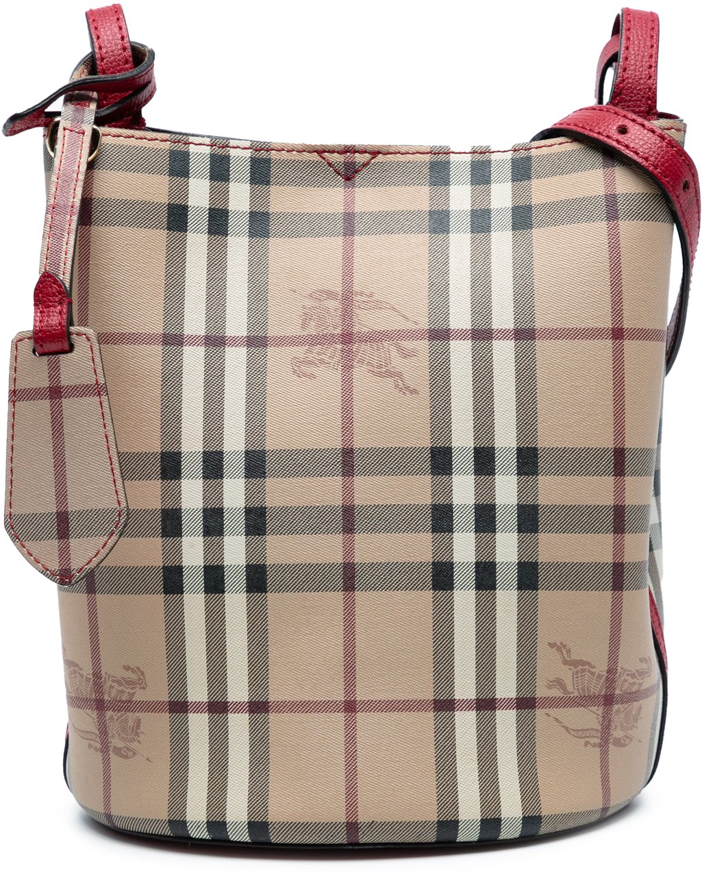 Burberry Haymarket Check Coated Canvas Lorne Bucket Bag Bruin