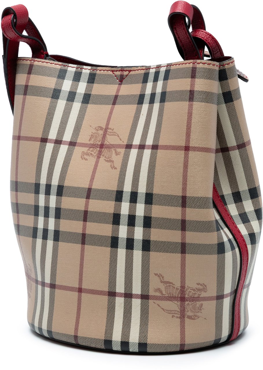Burberry Haymarket Check Coated Canvas Lorne Bucket Bag Bruin