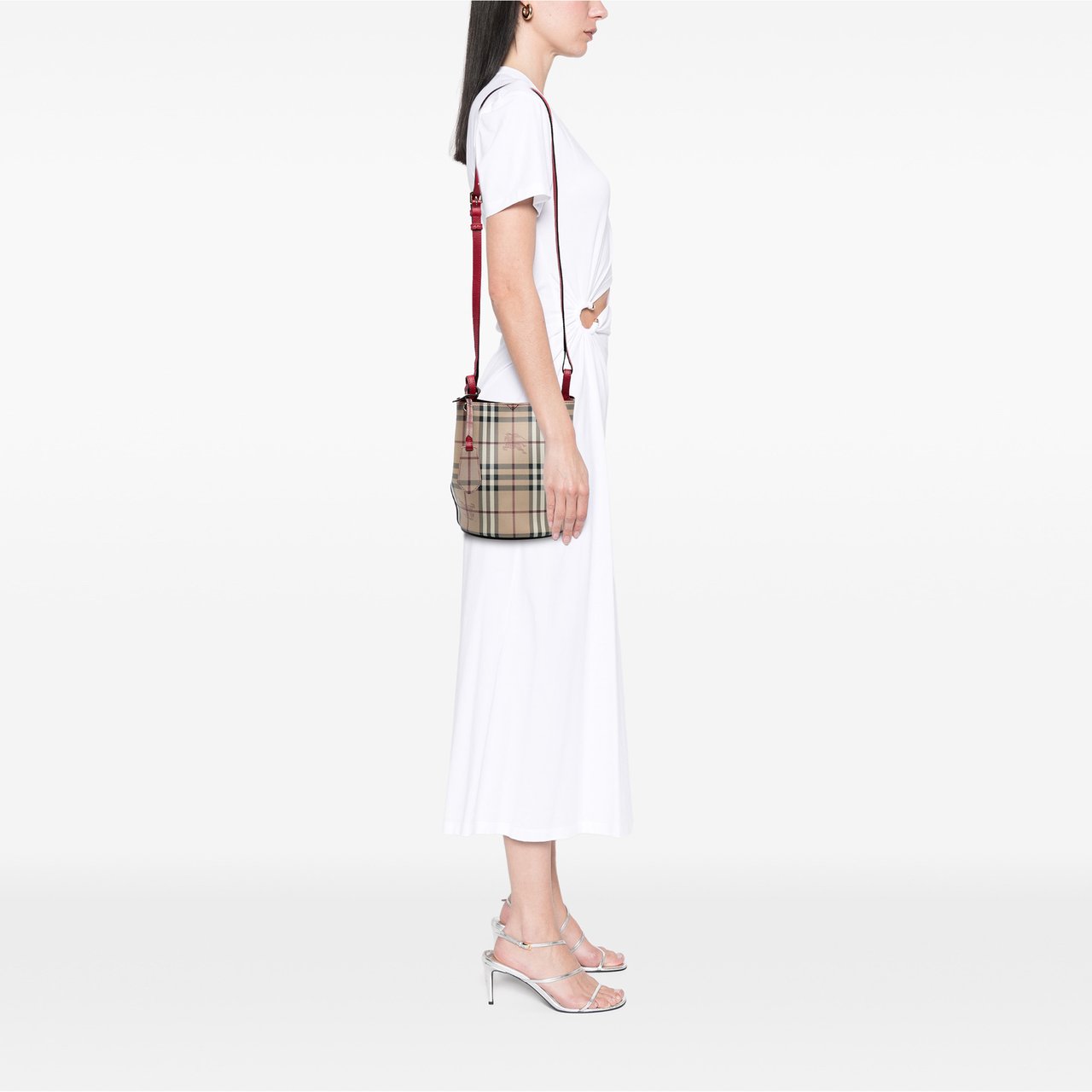 Burberry Haymarket Check Coated Canvas Lorne Bucket Bag Bruin