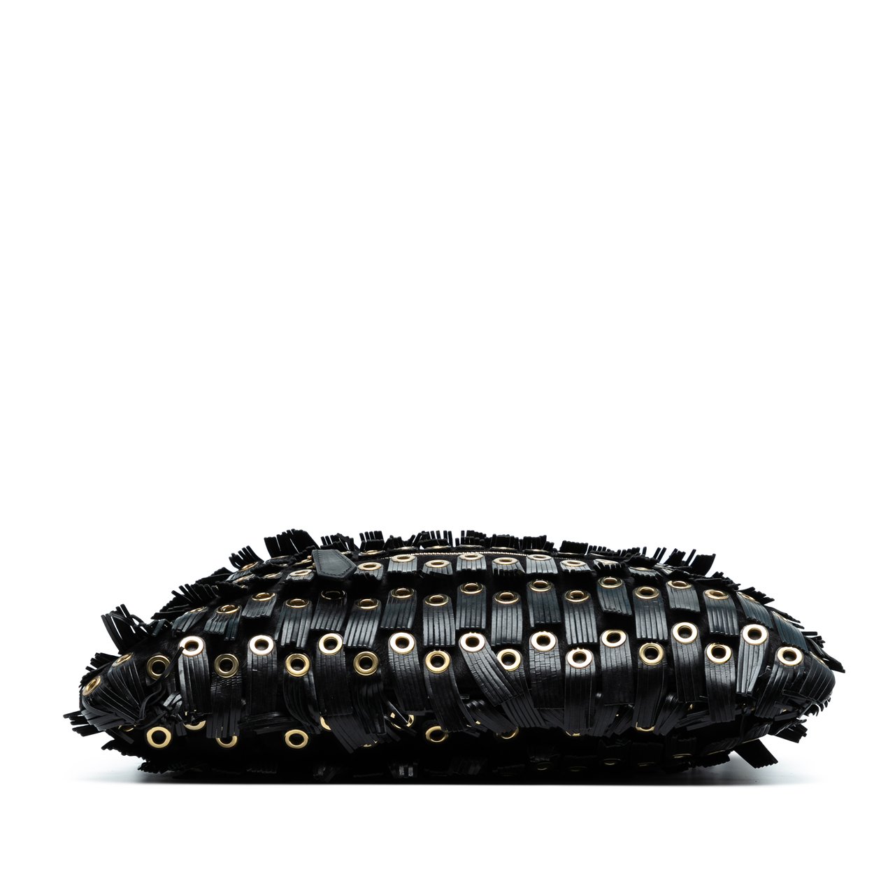 Burberry Calf Hair and Leather Grommet Fringe Big Crush Tote Zwart