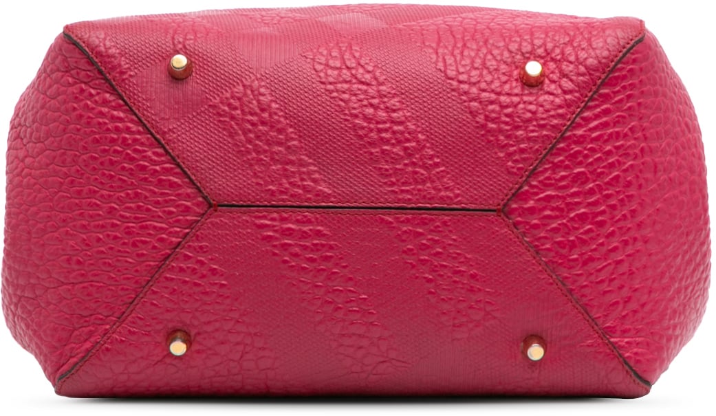Burberry Small Embossed Grain Check Leather Canterbury Tote Roze