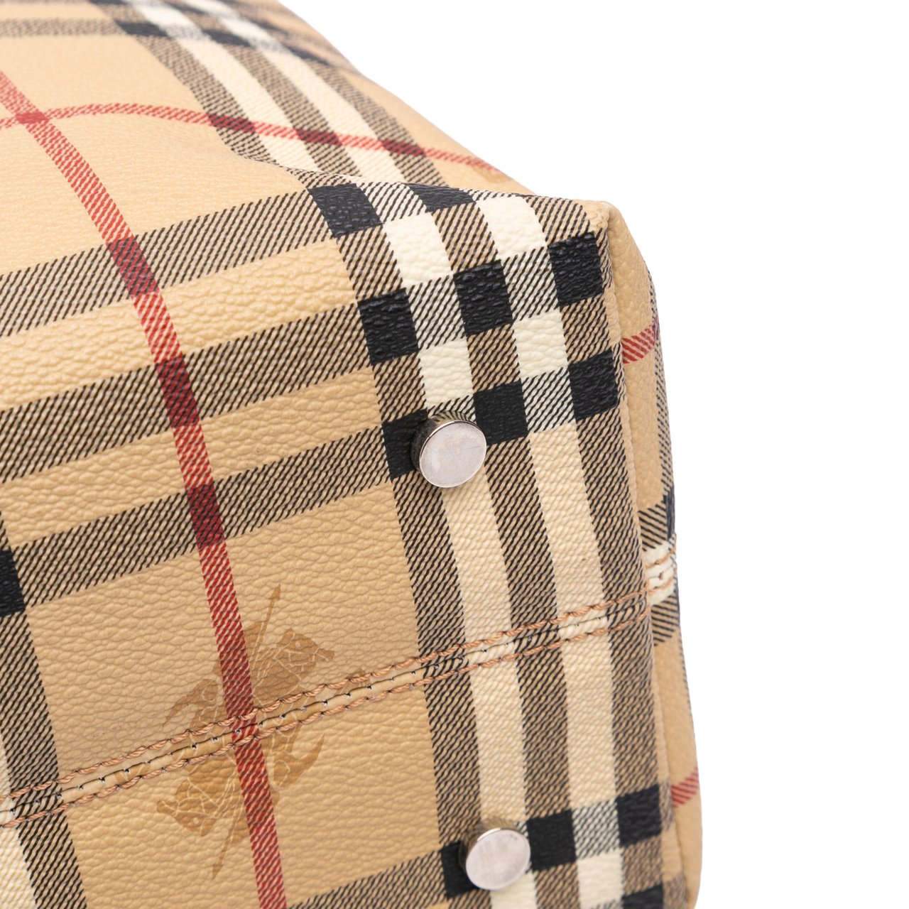 Burberry Haymarket Check Coated Canvas Tote Bruin
