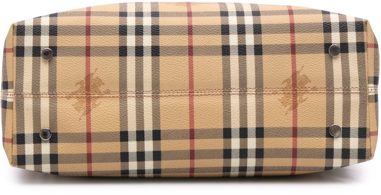 Burberry Haymarket Check Coated Canvas Tote Bruin