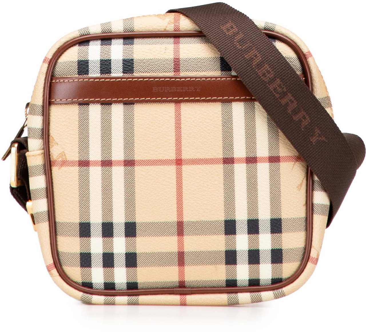 Burberry Haymarket Check Coated Canvas Crossbody Bruin