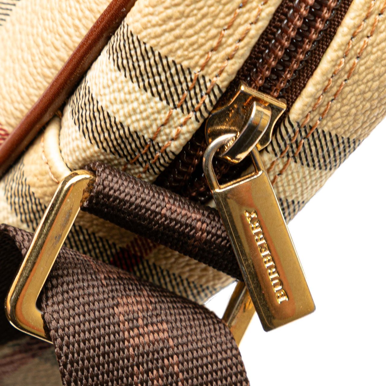 Burberry Haymarket Check Coated Canvas Crossbody Bruin