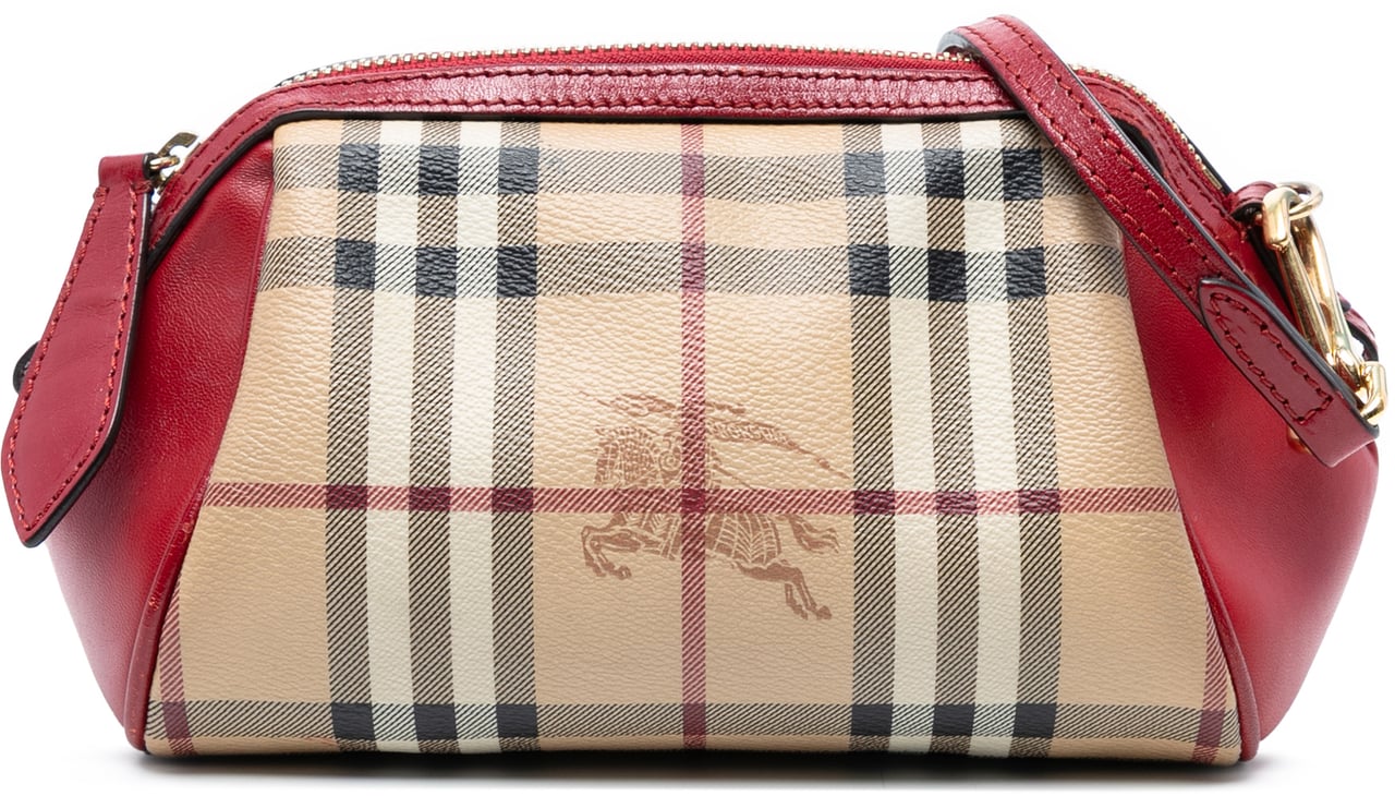 Burberry Mini Haymarket Check Coated Canvas Blaze Crossbody Bruin
