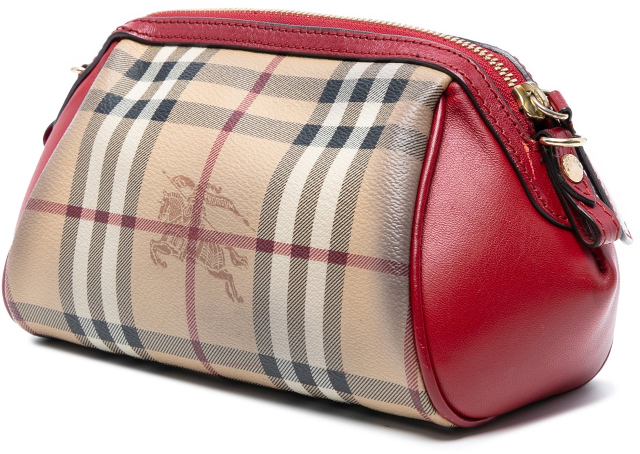 Burberry Mini Haymarket Check Coated Canvas Blaze Crossbody Bruin