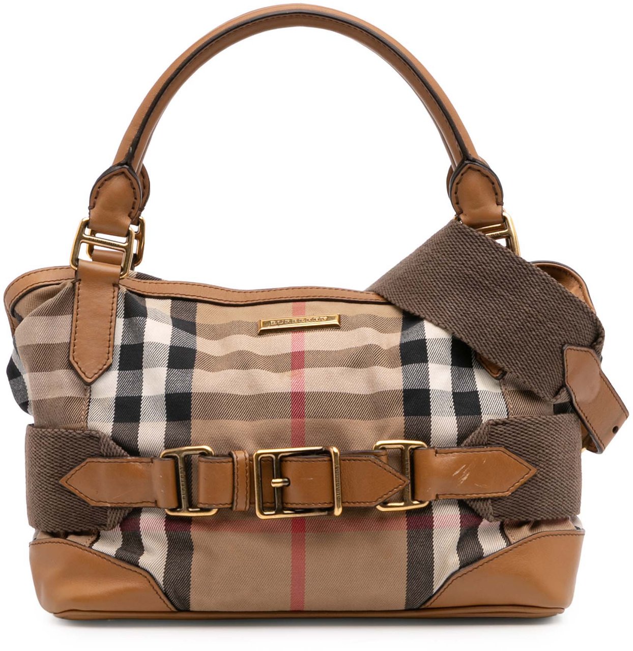 Burberry House Check Canvas Brecon Satchel Bruin
