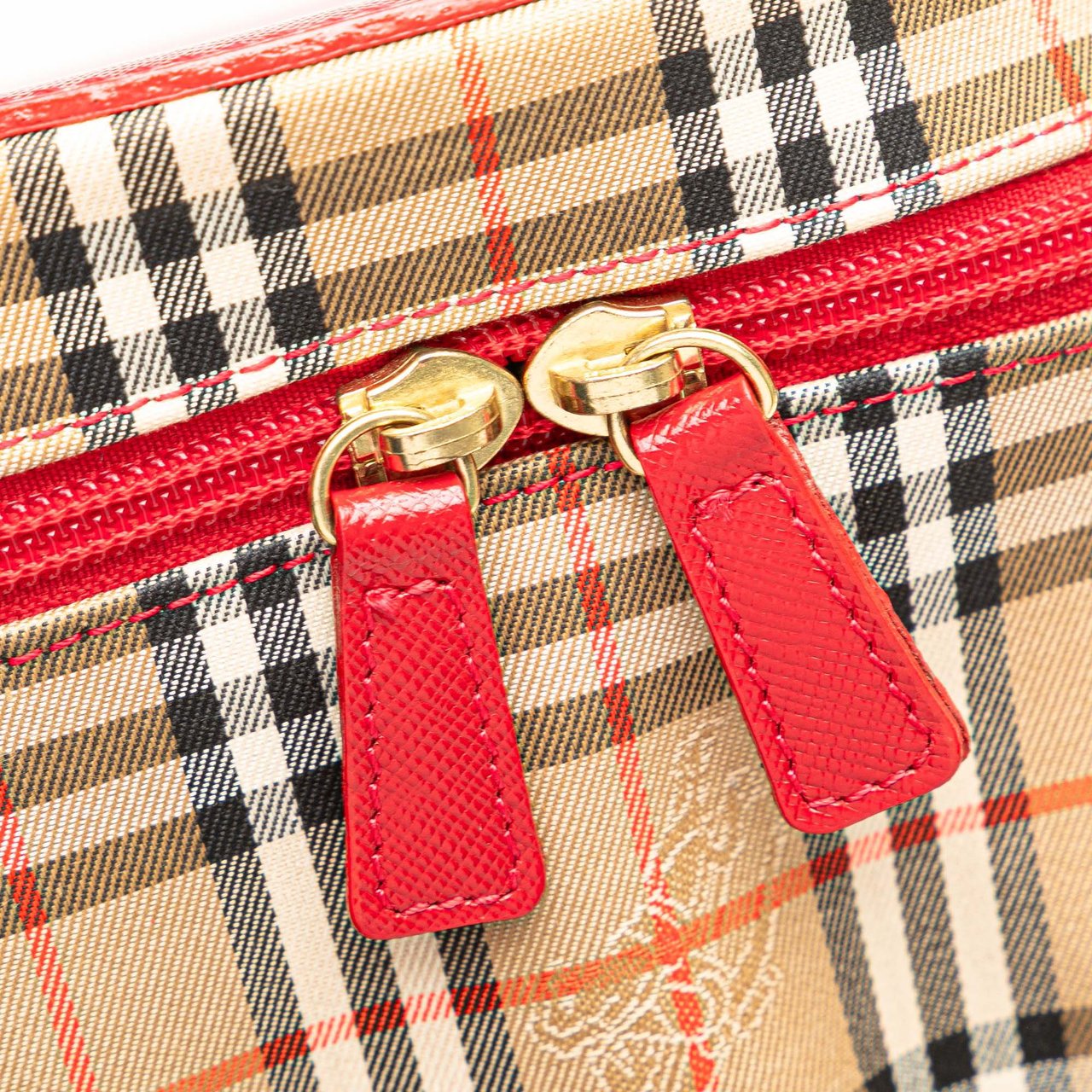 Burberry Haymarket Check Canvas Vanity Bag Bruin