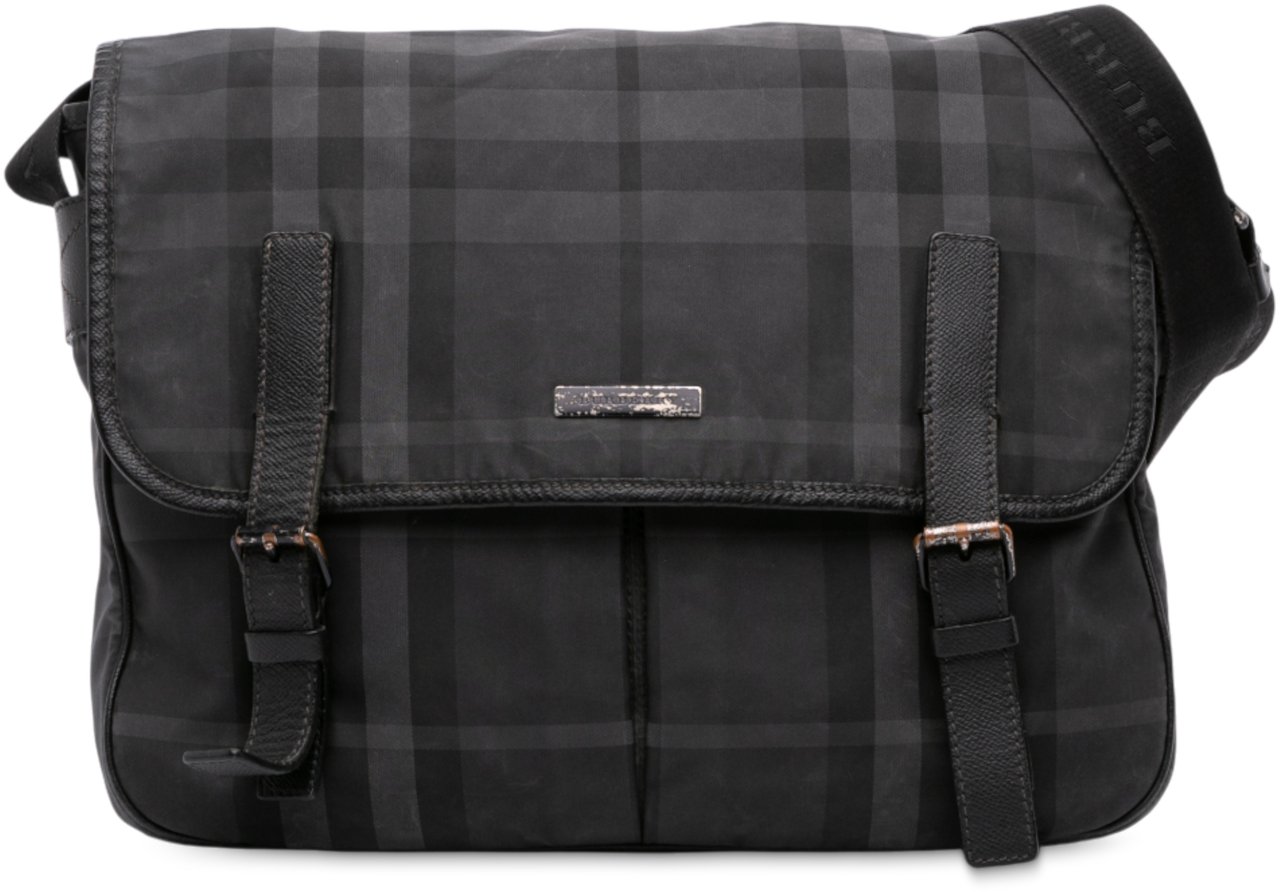 Burberry Smoke Check Nylon Elgin Messenger Bag Grijs