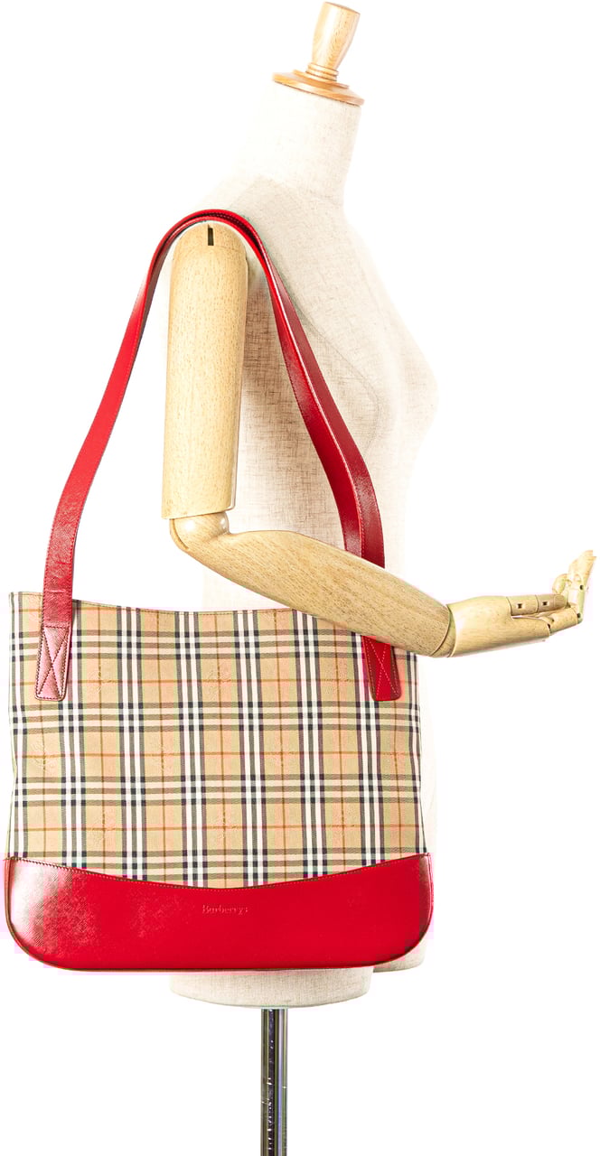 Burberry Haymarket Check Canvas Tote Bruin