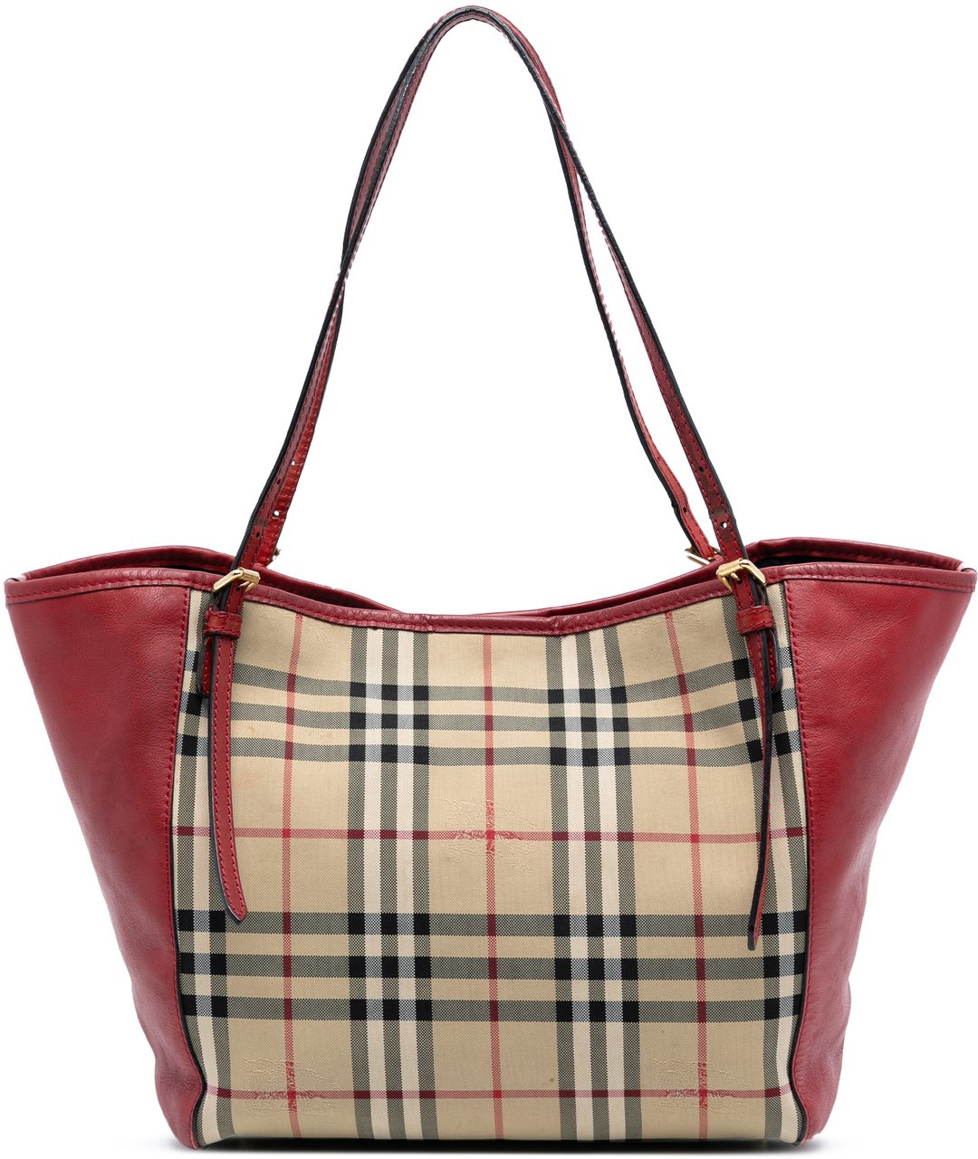 Burberry Small Haymarket Check Canvas and Leather Canterbury Tote Bruin