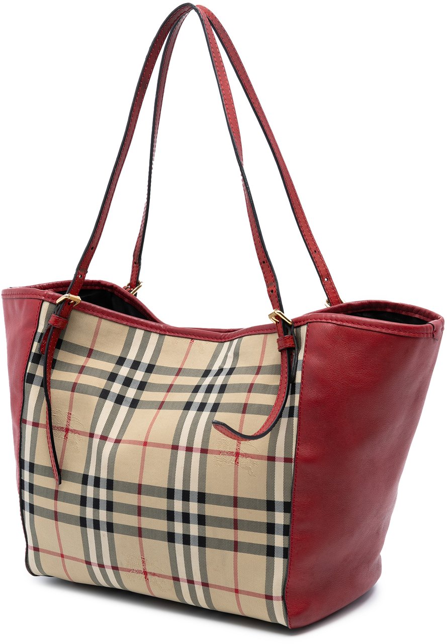 Burberry Small Haymarket Check Canvas and Leather Canterbury Tote Bruin