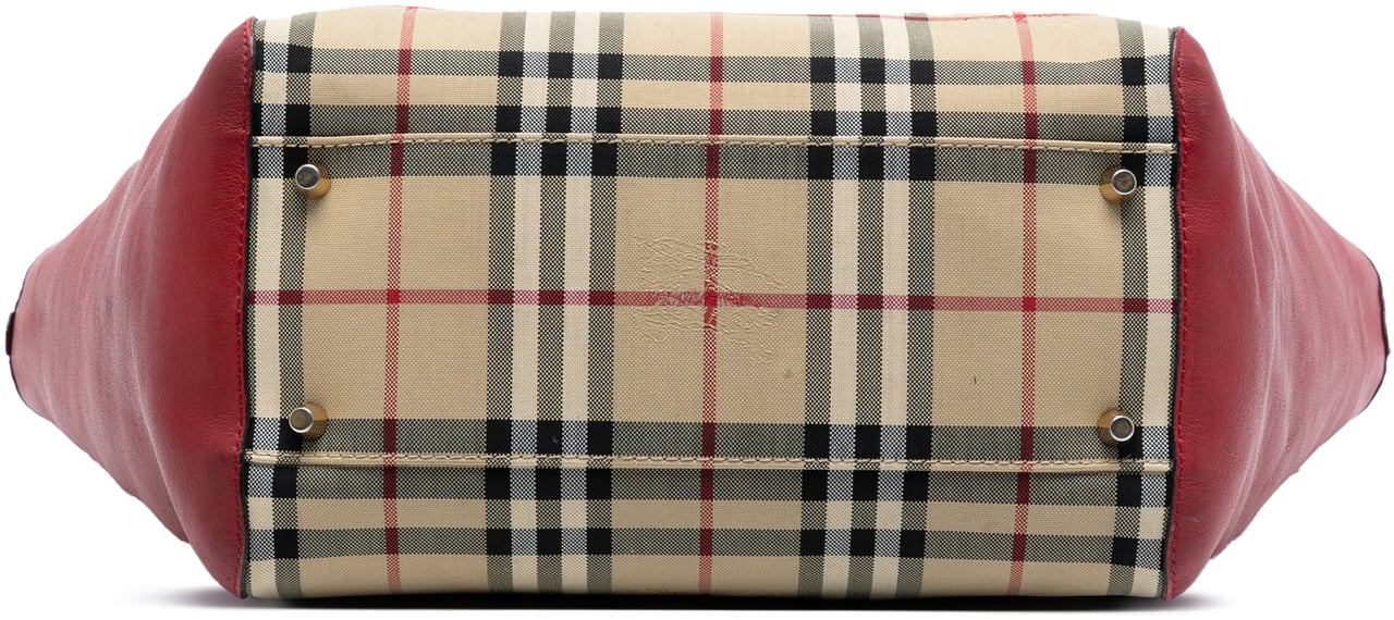 Burberry Small Haymarket Check Canvas and Leather Canterbury Tote Bruin