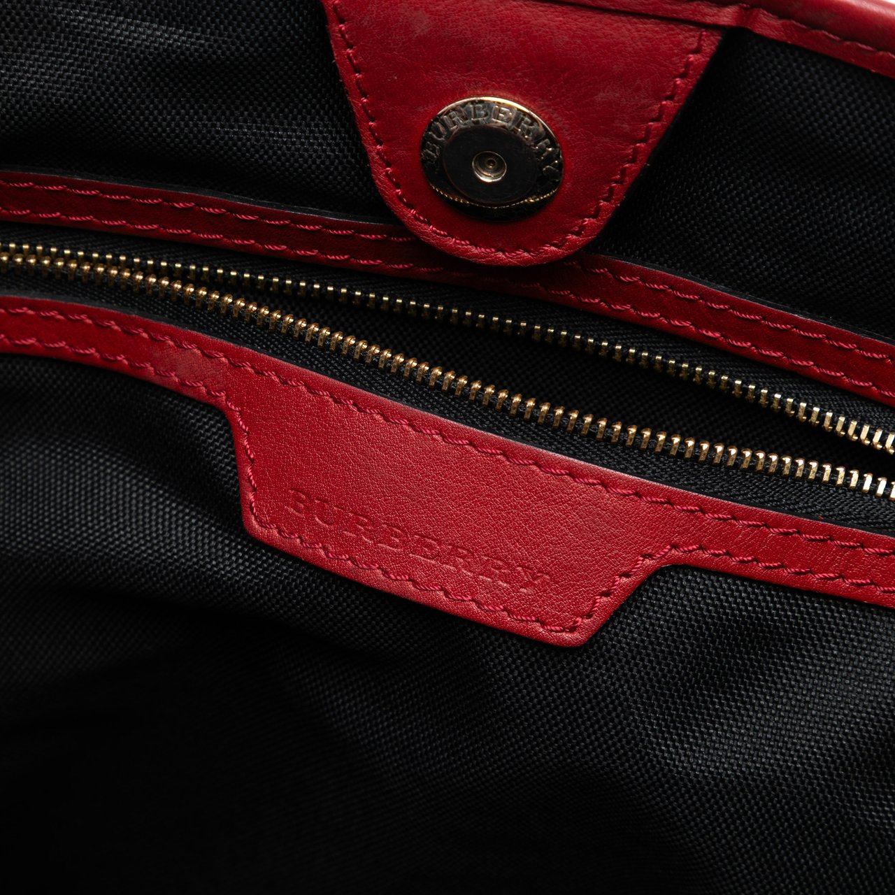 Burberry Small Haymarket Check Canvas and Leather Canterbury Tote Bruin