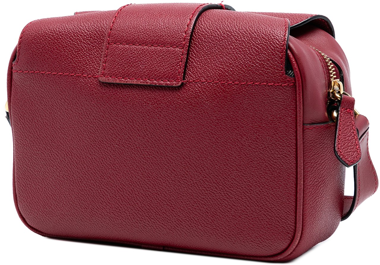 Burberry Small Soft Grained Calfskin Buckle Crossbody Rood