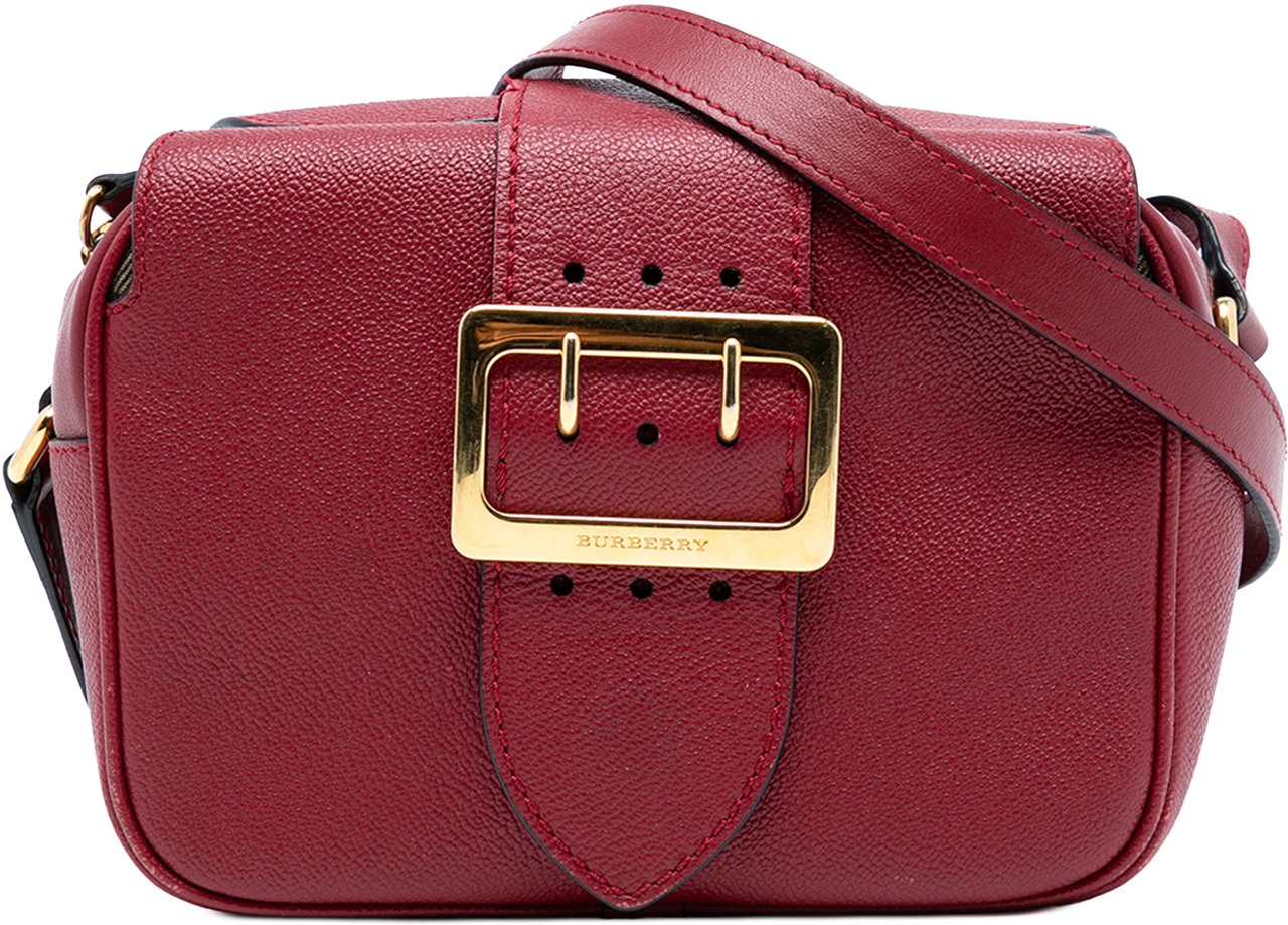 Burberry Small Soft Grained Calfskin Buckle Crossbody Rood