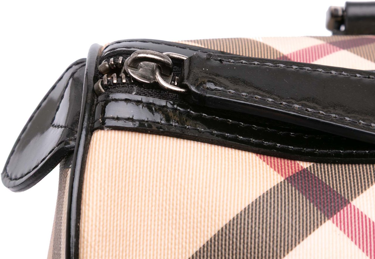 Burberry Supernova Check Coated Canvas Boston Bag Bruin