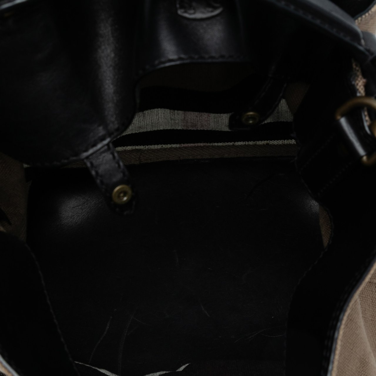 Burberry Medium Mega Check Canvas Ashby Bucket Bag Bruin