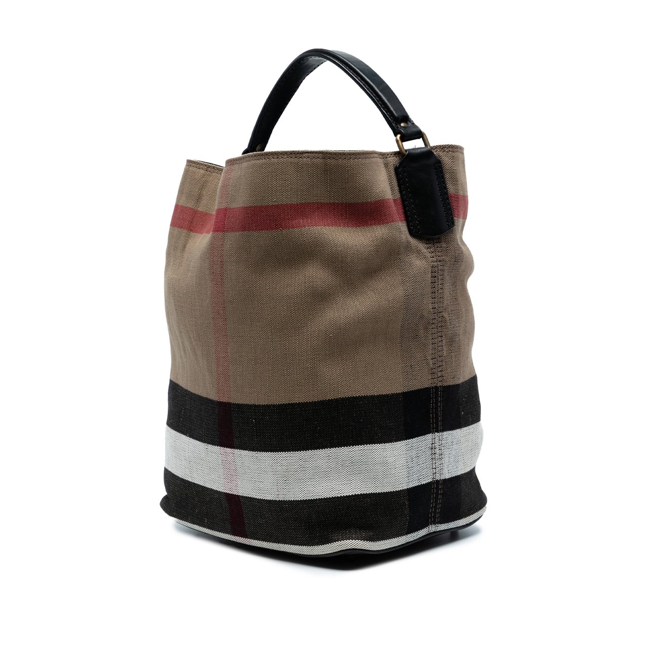 Burberry Medium Mega Check Canvas Ashby Bucket Bag Bruin