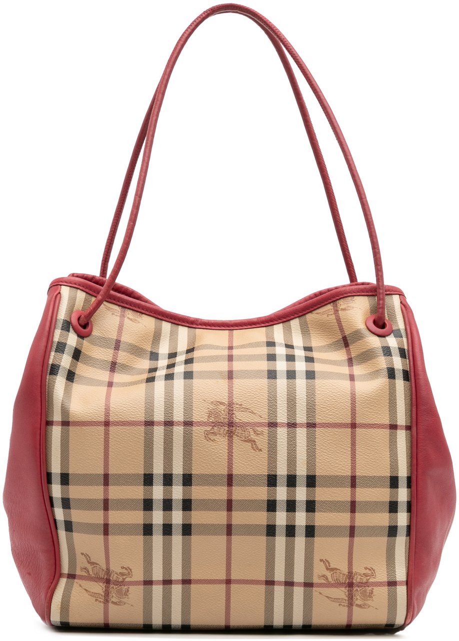 Burberry Small Haymarket Check Coated Canvas Canterbury Tote Bruin