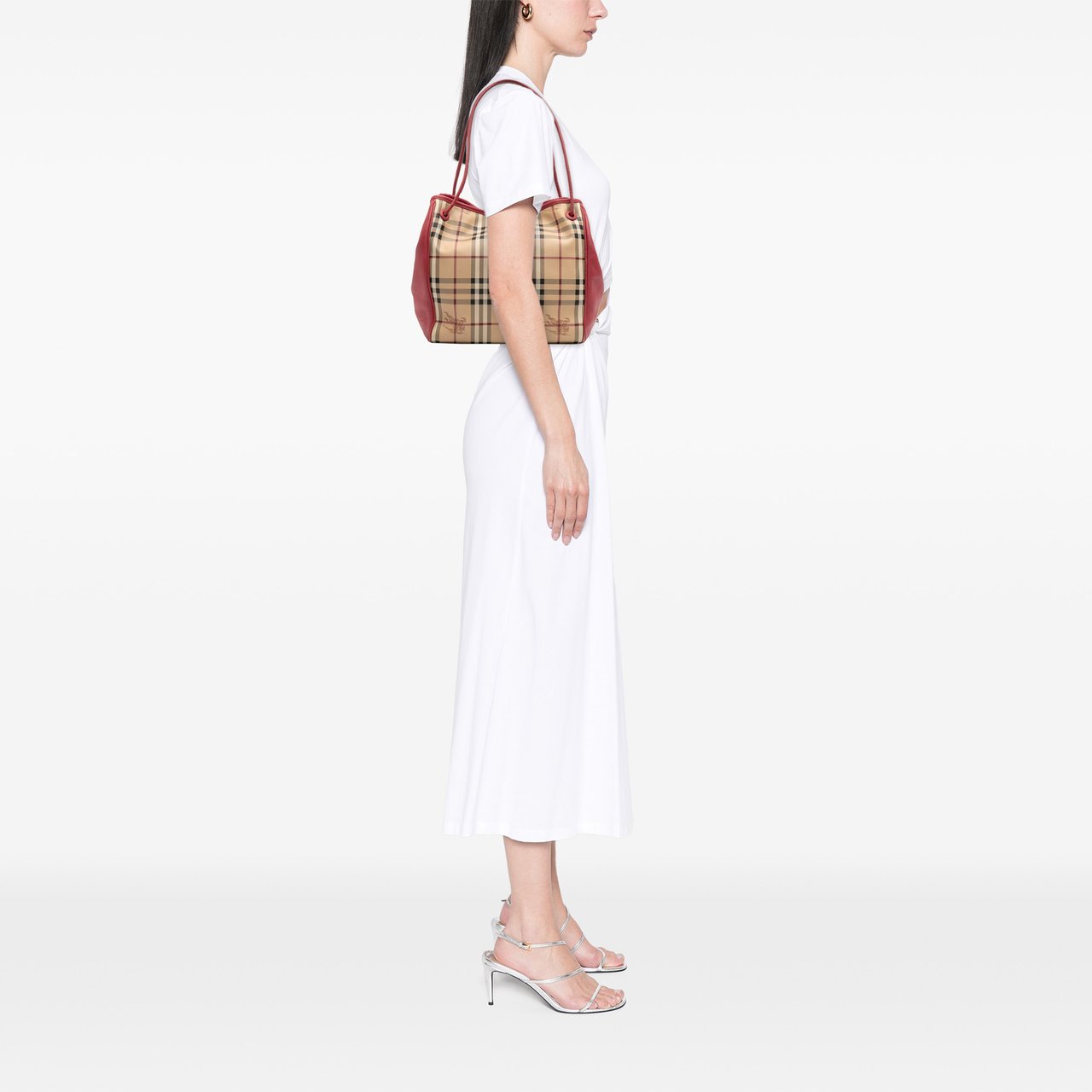 Burberry Small Haymarket Check Coated Canvas Canterbury Tote Bruin