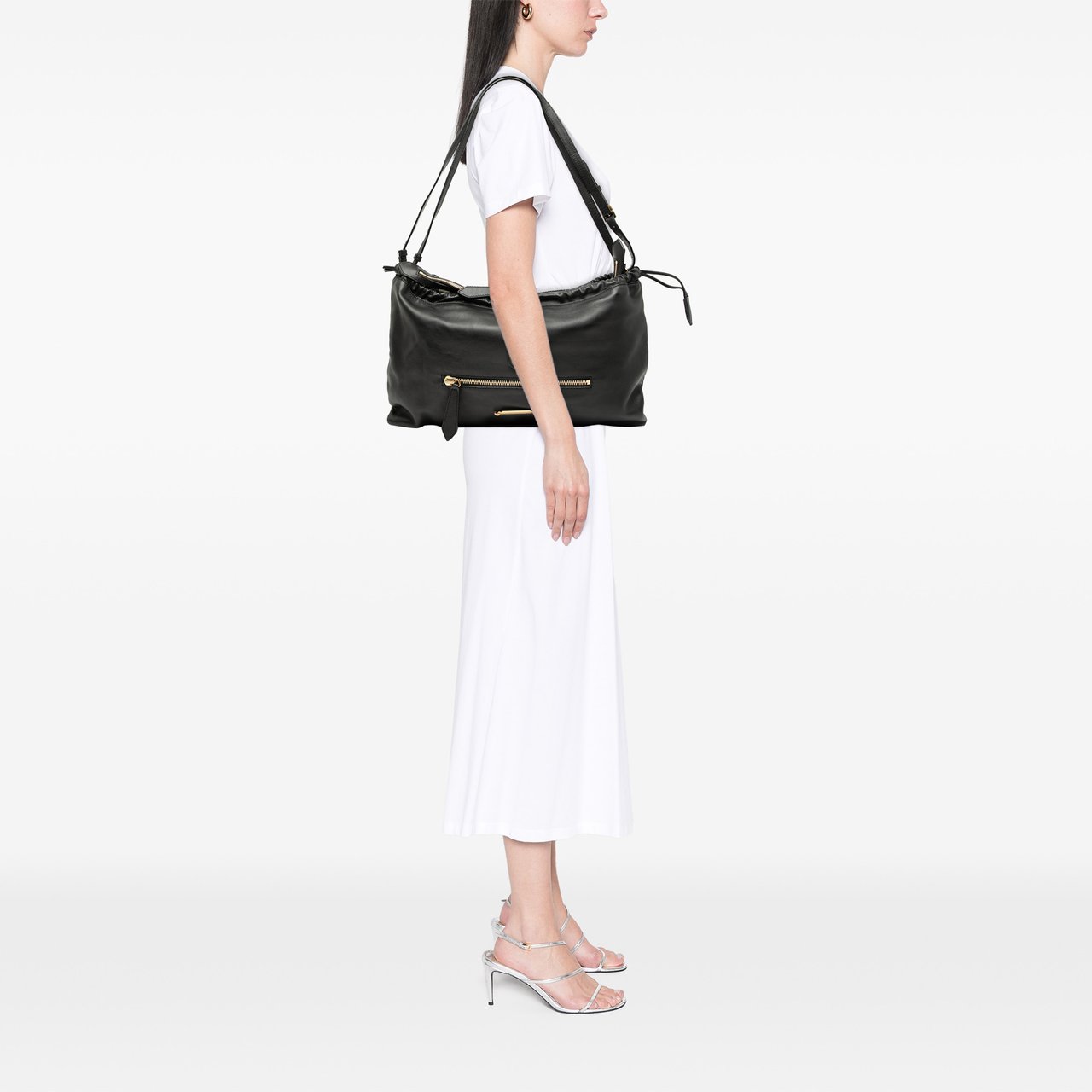 Burberry Leather Big Crush Shoulder Bag Zwart