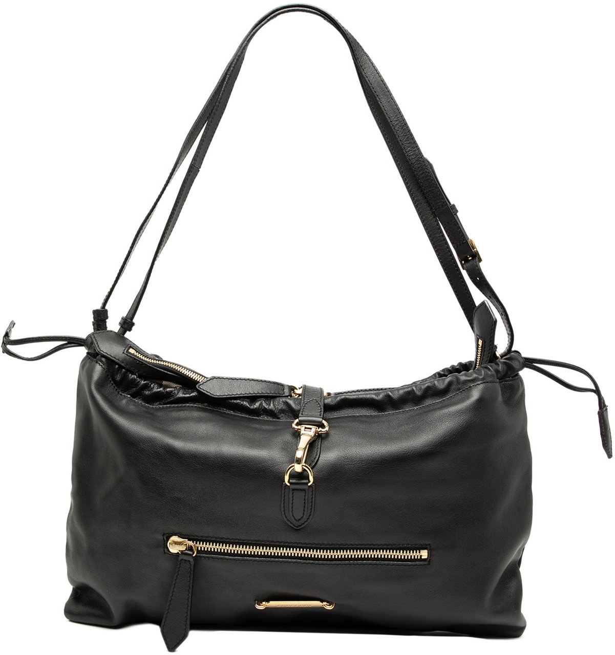 Burberry Leather Big Crush Shoulder Bag Zwart