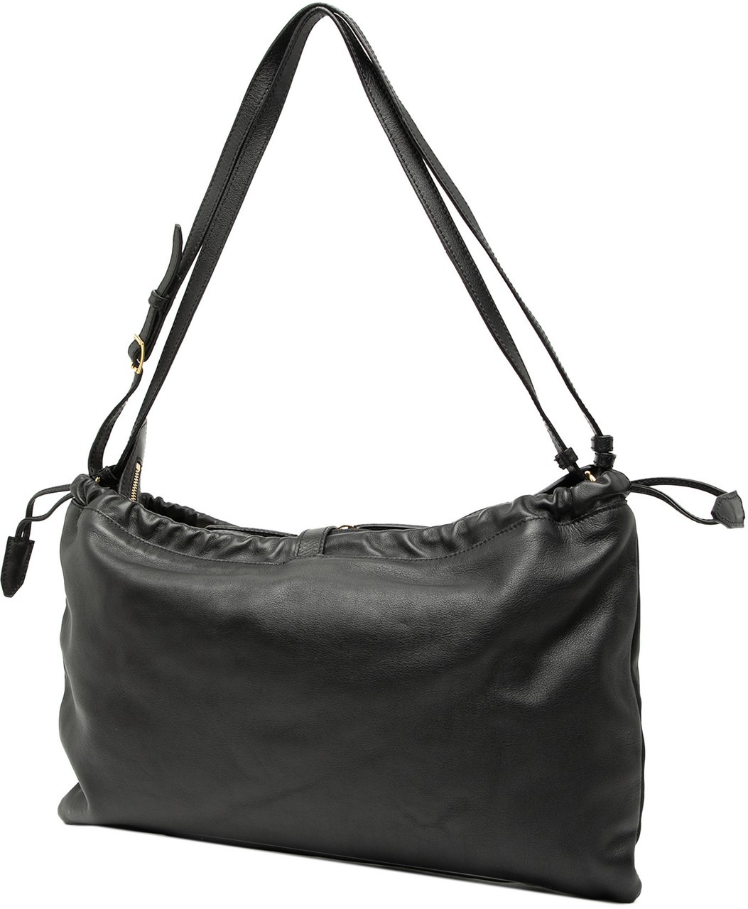 Burberry Leather Big Crush Shoulder Bag Zwart