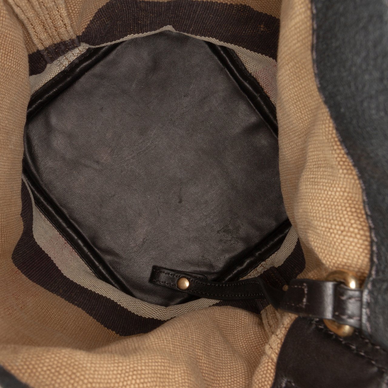 Burberry Mini Mega Check Canvas Ashby Tassel Bucket Bag Bruin