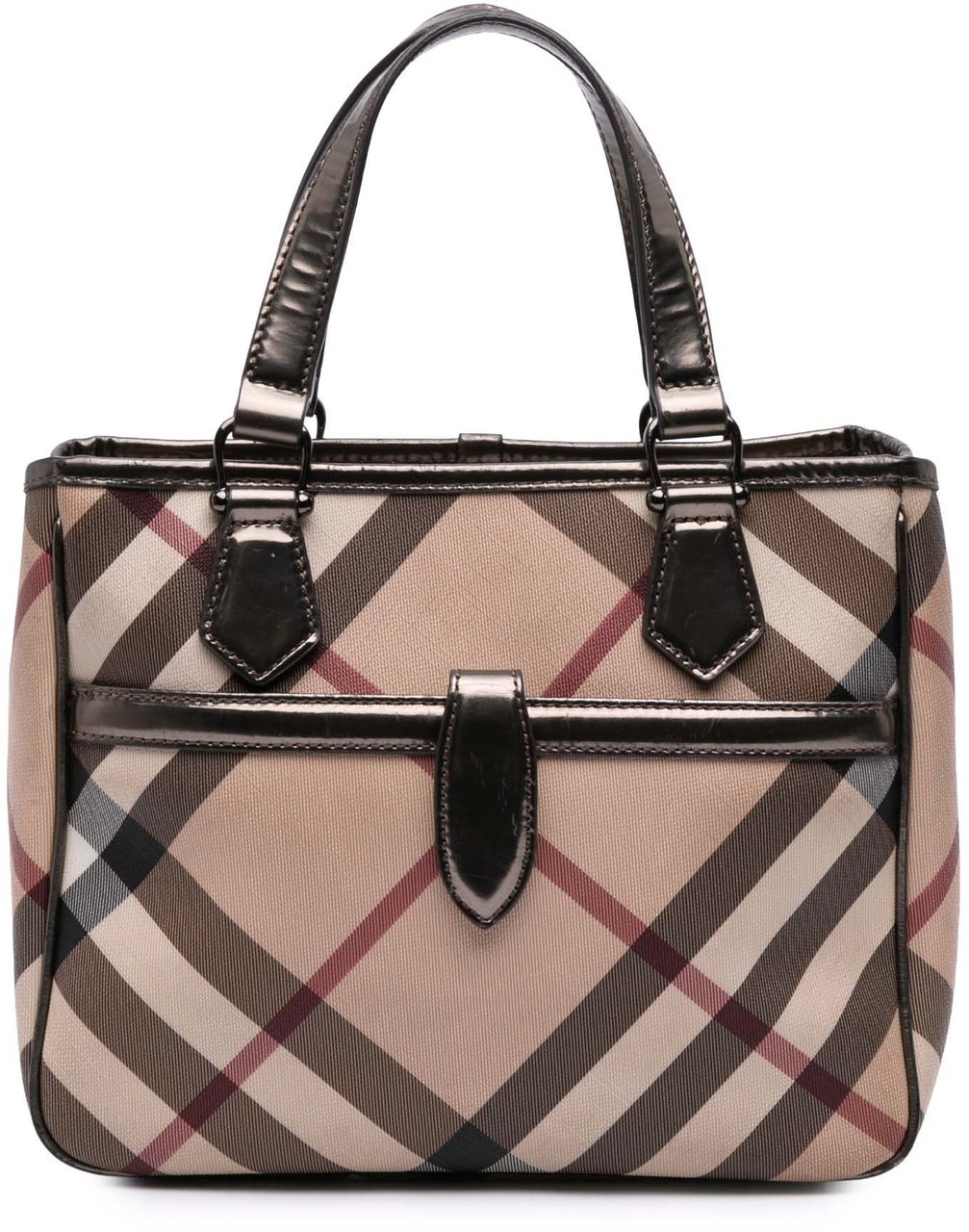 Burberry Supernova Check Coated Canvas Tote Bruin