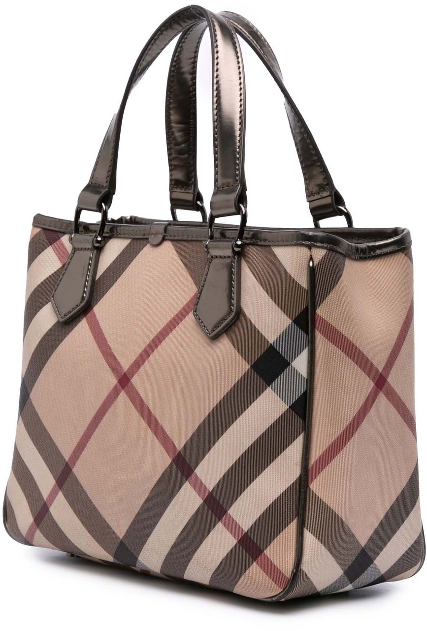 Burberry Supernova Check Coated Canvas Tote Bruin
