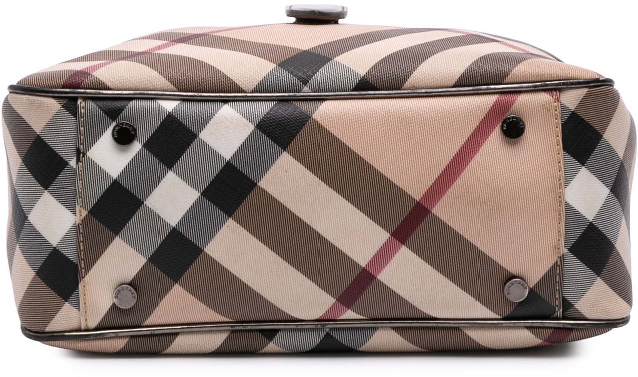 Burberry Supernova Check Coated Canvas Tote Bruin