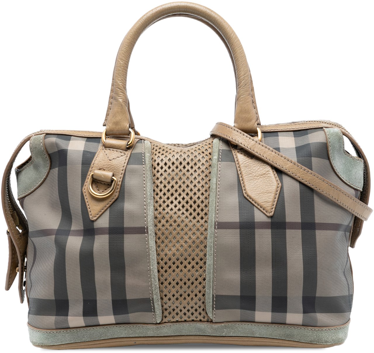 Burberry House Check Canvas Satchel Bruin