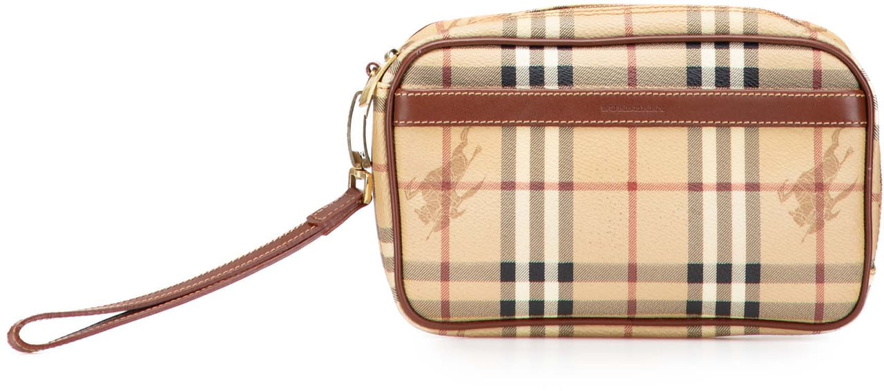 Burberry Haymarket Check Coated Canvas Clutch Bruin