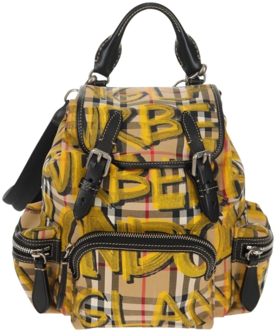 Burberry Burberry Graffiti Rucksack Backpack Vintage Check Canvas Small Beige