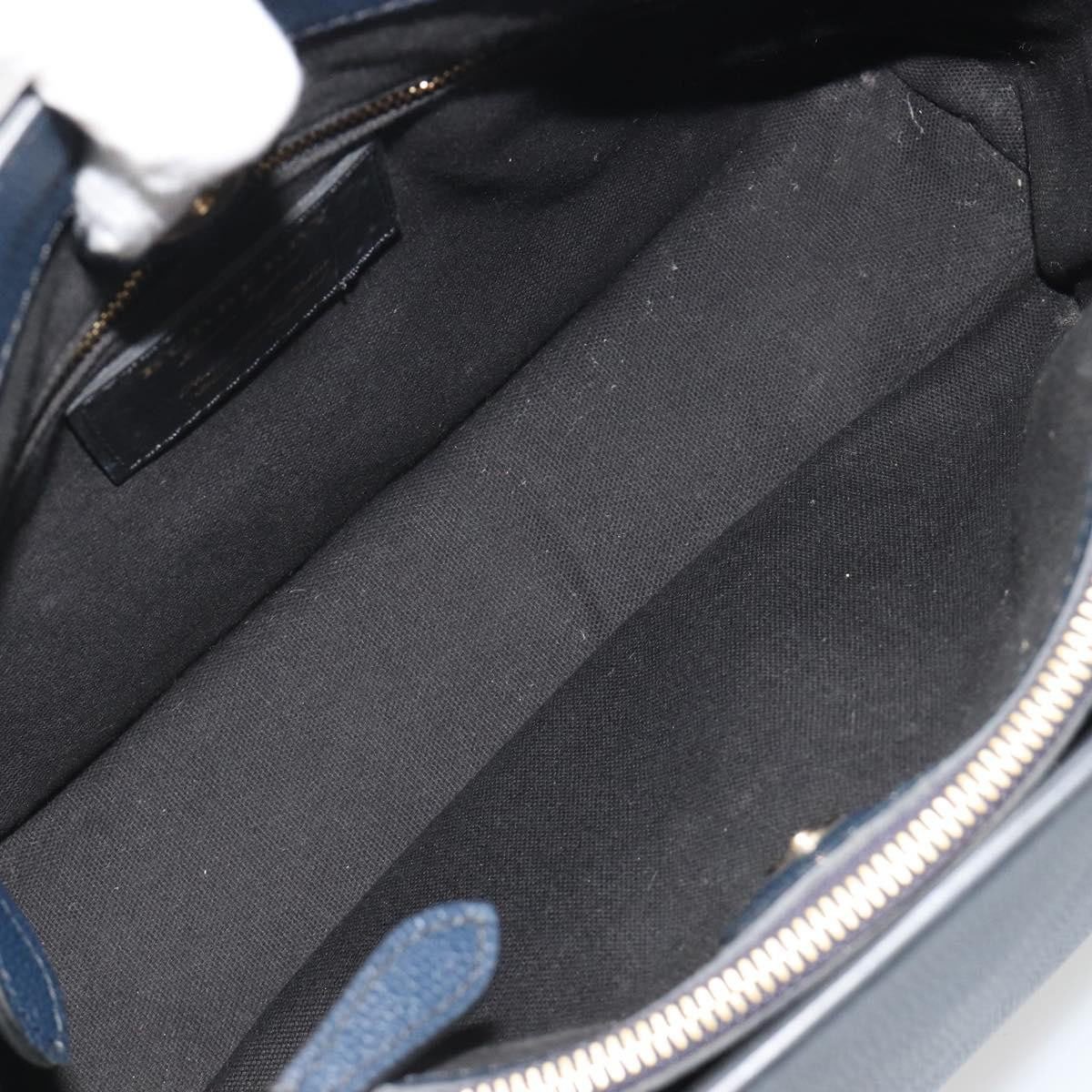 Burberry Banner Tote Leather and House Check Canvas Medium Navy