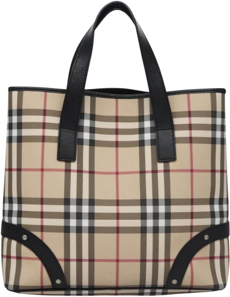 Burberry Burberry Vintage Open Tote Coated Canvas with Studded Leather Beige