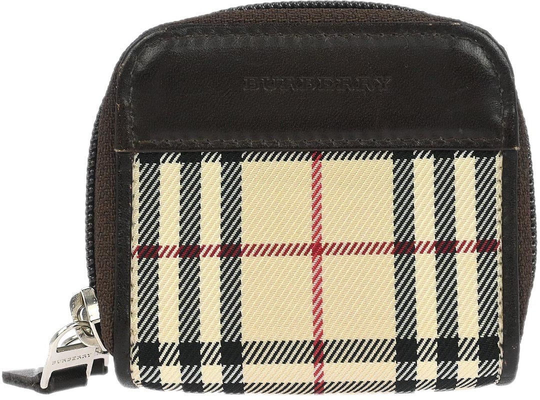 Burberry Burberry Zip Around Coin Pouch Canvas Beige