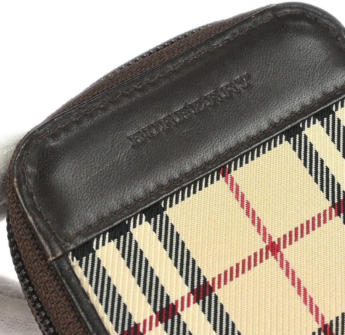 Burberry Burberry Zip Around Coin Pouch Canvas Beige