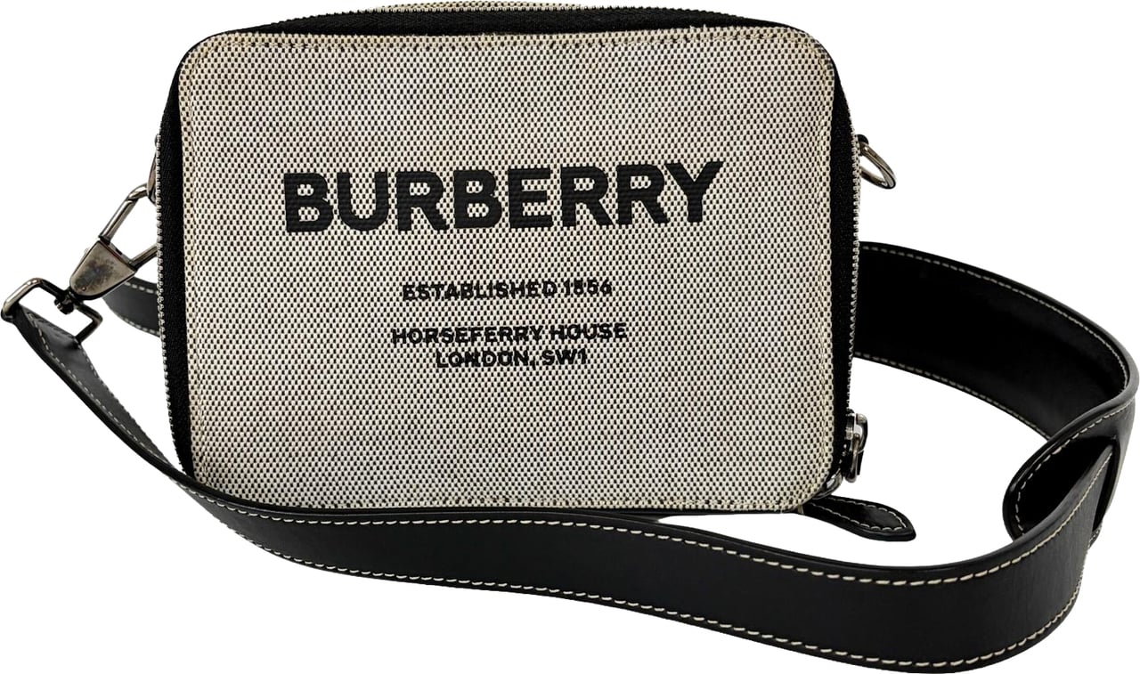 Burberry Burberry Horseferry Camera Bag Coated Canvas Medium Zwart