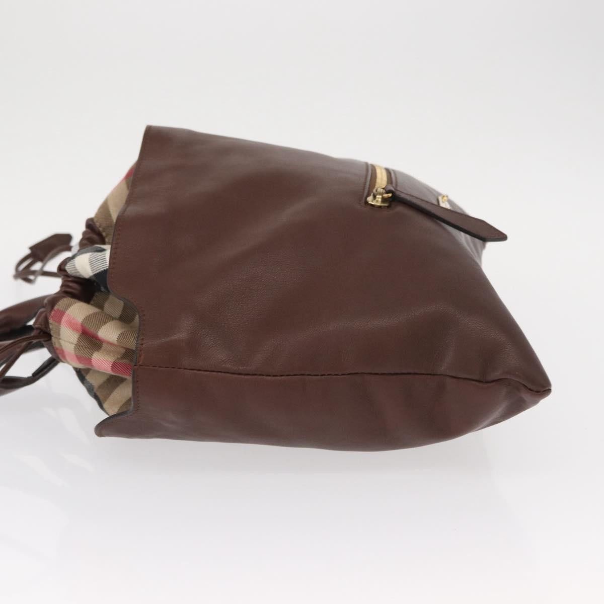 Burberry Burberry Big Crush Tote Leather and House Check Canvas Large Bruin