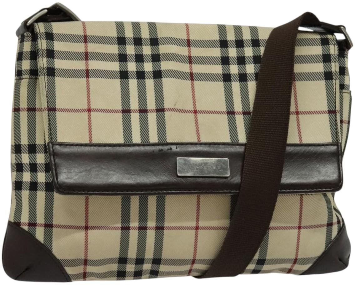 Burberry Burberry Vintage Flap Crossbody Bag Haymarket Canvas Beige