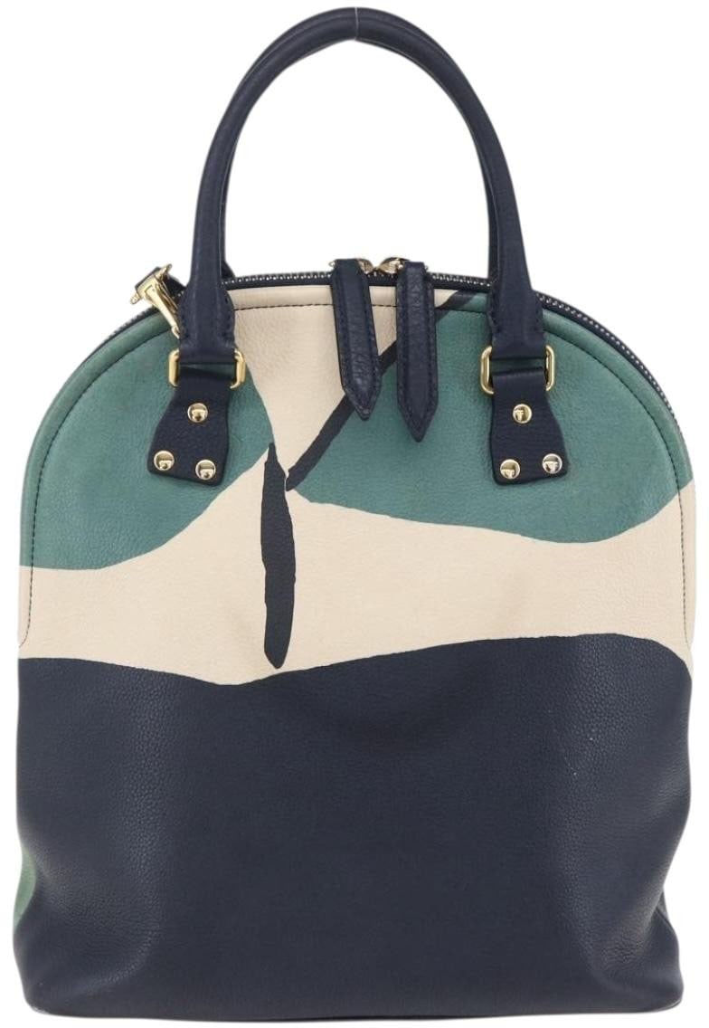 Burberry Burberry Bloomsbury Satchel Printed Leather Medium Navy