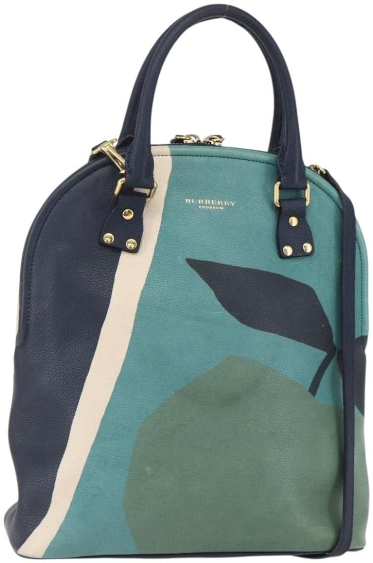 Burberry Burberry Bloomsbury Satchel Printed Leather Medium Navy