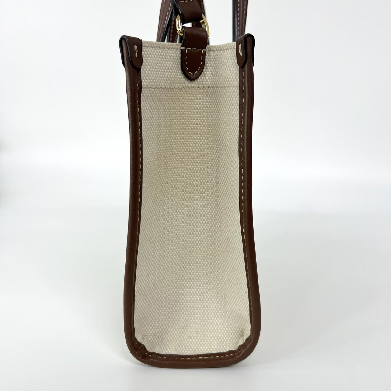 Burberry Freya Shopping Tote Canvas with Leather Mini Beige
