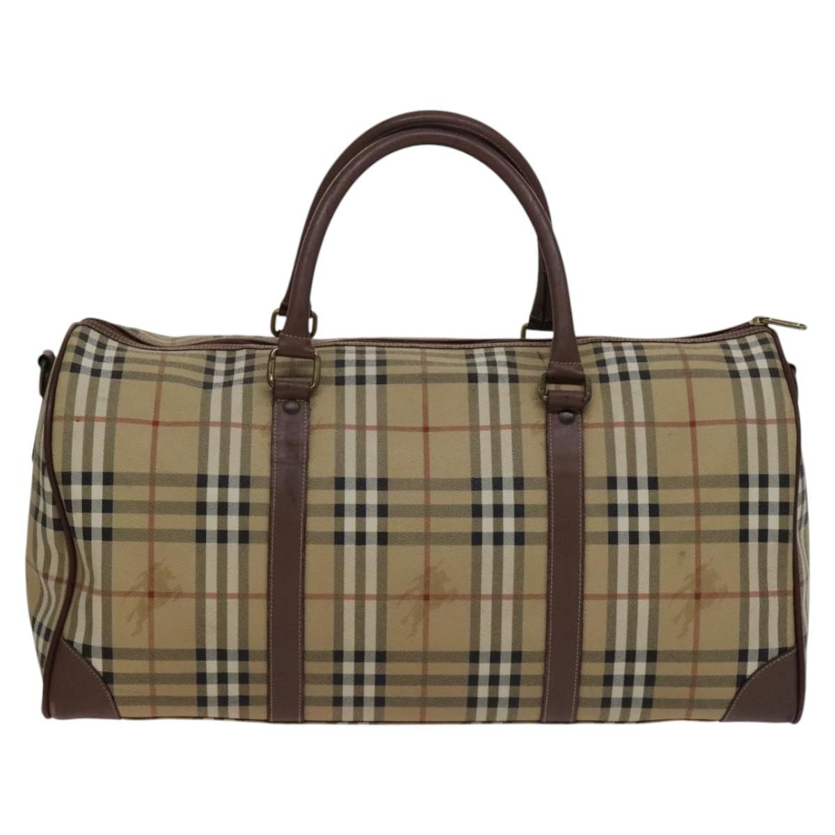 Burberry Burberry Convertible Weekend Duffle Bag Haymarket Coated Canvas Large Beige