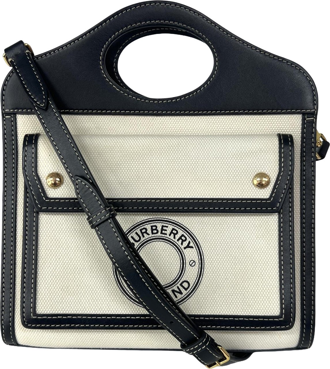 Burberry Burberry Pocket Bag Check Canvas and Leather Mini Beige